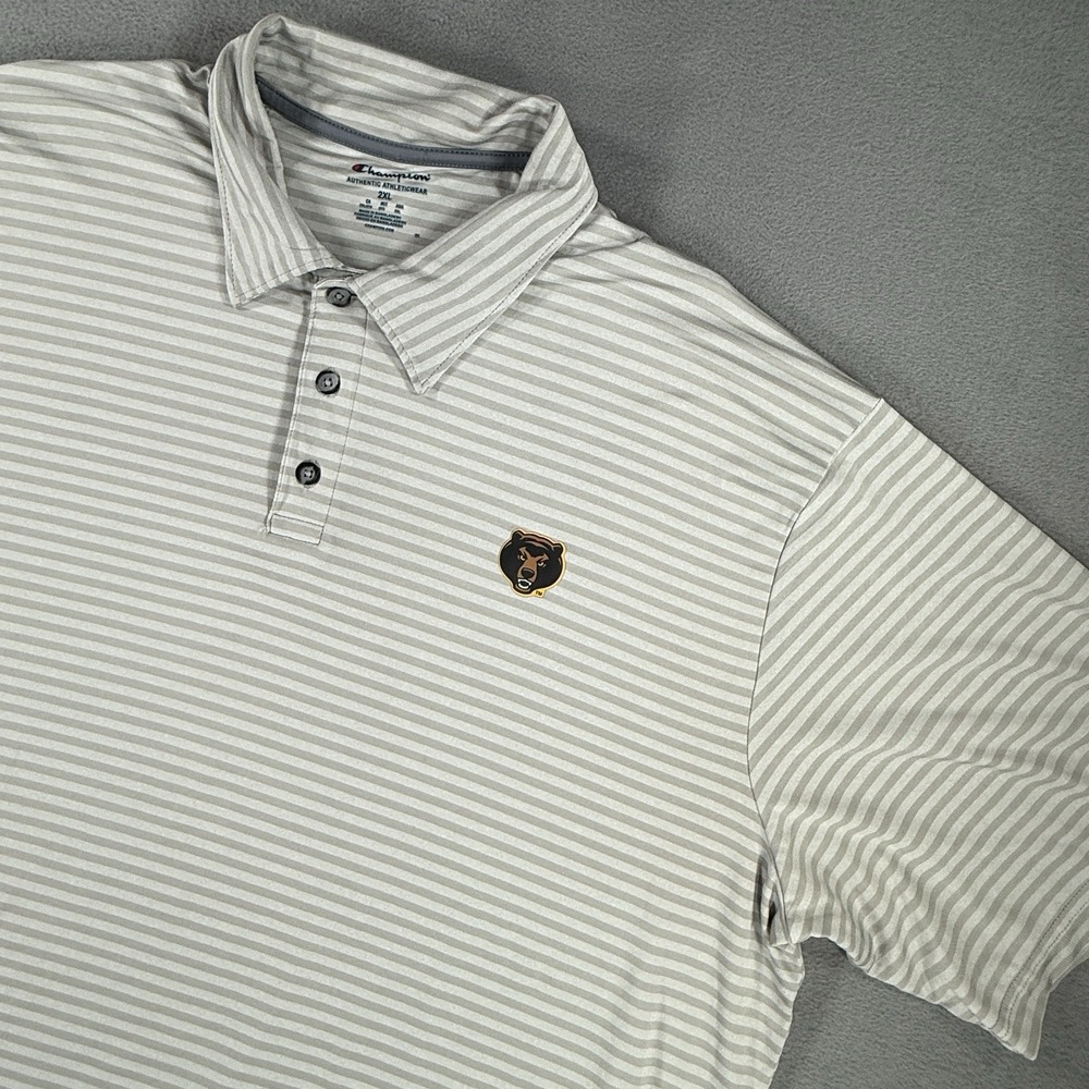 Baylor University Bears Men’s 2XL Polo Short Sleeve Gray Striped Logo Champion